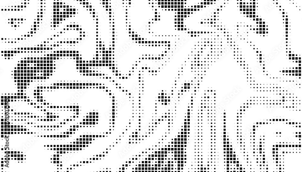 Fototapeta premium Black and white dynamic pixelate pattern. Modern technology background texture. Vector Format Illustration 