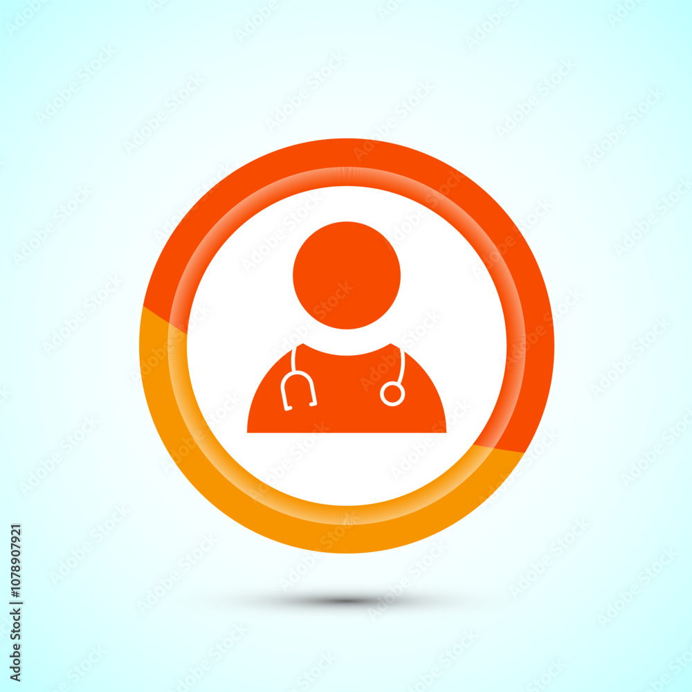 Doctor icon design illustration, Medical consultation and assistant avatar symbol. Orange Color Button Design Doctor icon design illustration, Medical consultation and assistant avatar symbol. Orange Color Button Design