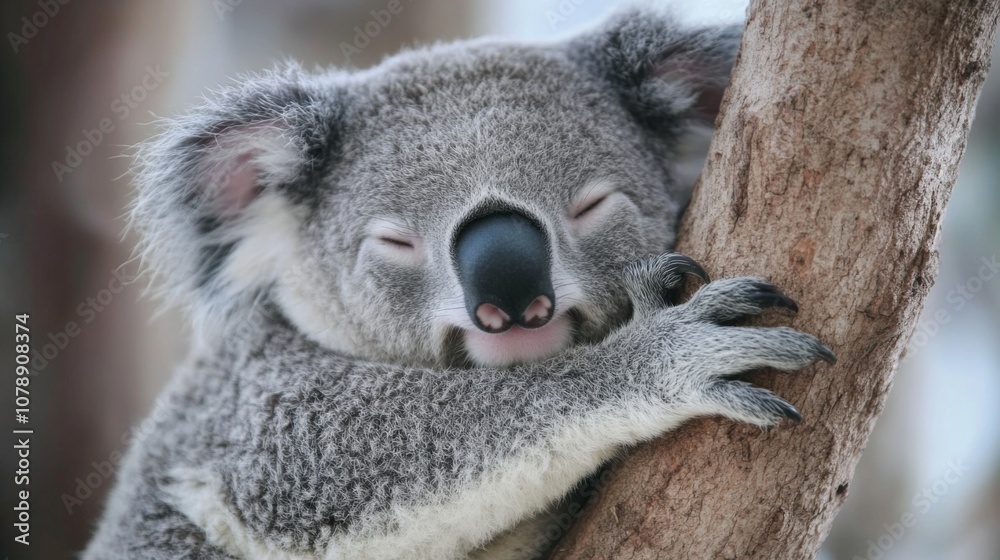 Naklejka premium Adorable Sleeping Koala in a Tree - Wildlife Photography