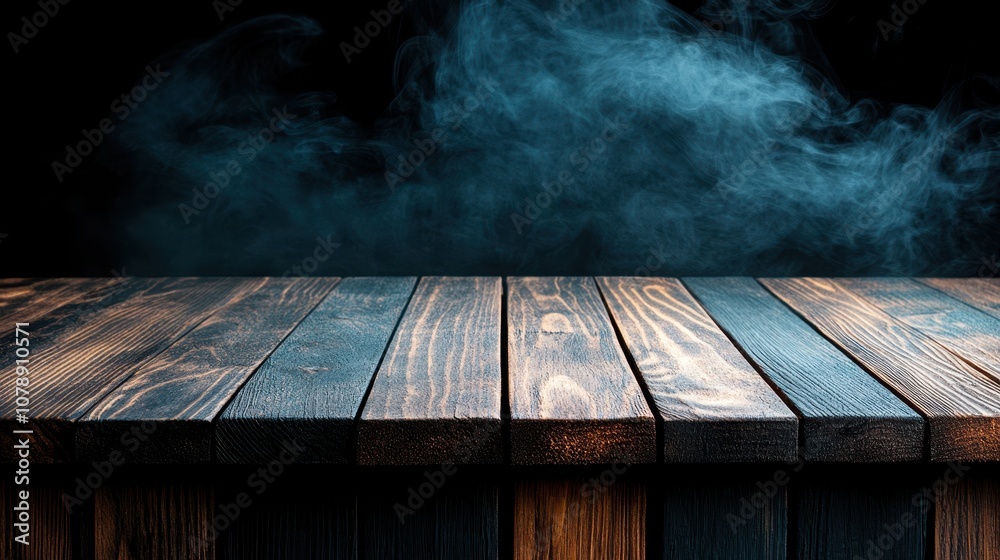 A richly textured wooden tabletop against a dark background, softly illuminated to enhance its grain and hues, with ethereal blue smoke adding depth. A richly textured wooden tabletop against a dark background, softly illuminated to enhance its grain and hues, with ethereal blue smoke adding depth.