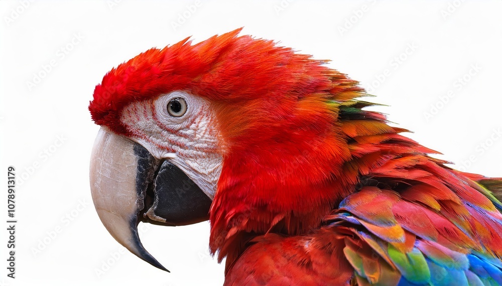 Obraz premium Red and yellow macaw ara ararauna on white background..