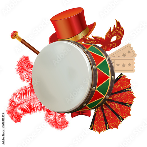 Vector Cabaret Concept with Drum
