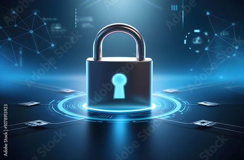 Cyber Lock and Data Security. Modern Digital Protection Concept