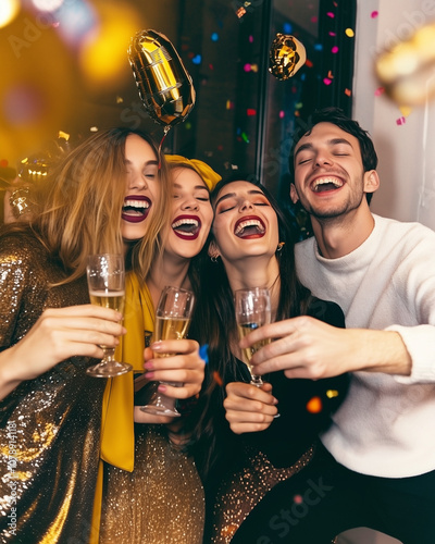 A joyful group of friends c...