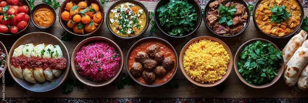 Fototapeta premium Delicious Middle Eastern Food Spread: A Feast for the Senses - Photo