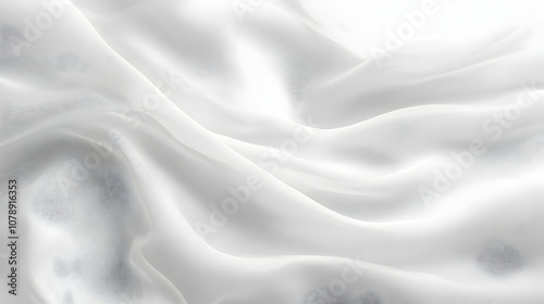 Abstract White Fabric Texture Background with Soft Drapes and Subtle Light Reflections