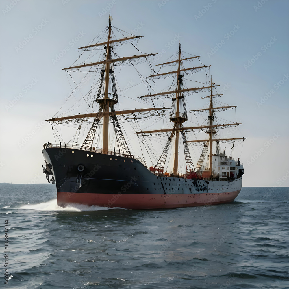 Fototapeta premium ship pic in saw with whit background