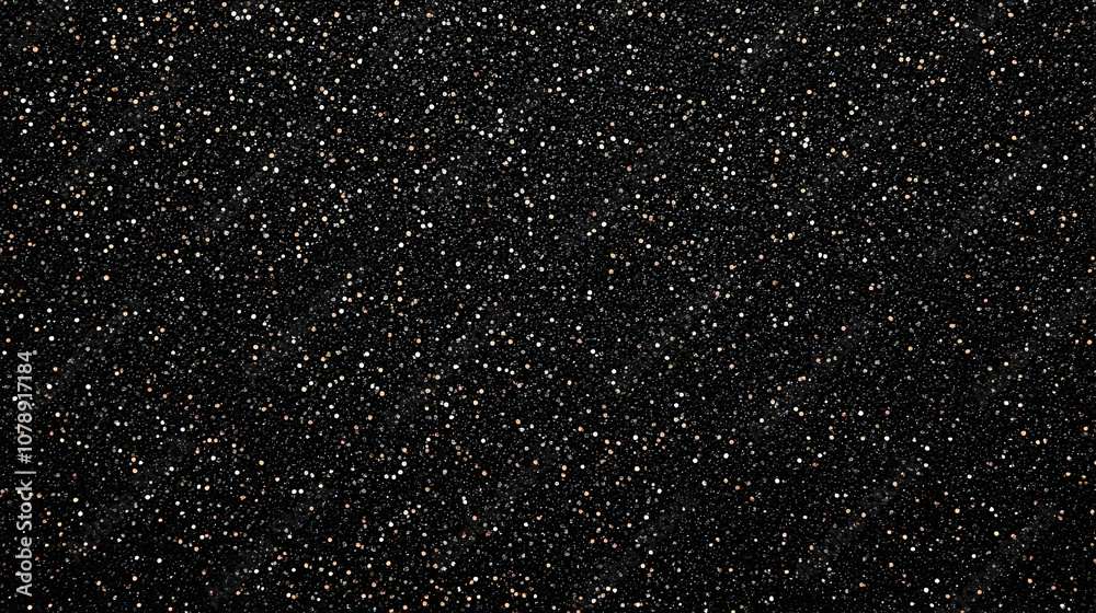 Abstract Black Background with Glittering White and Gold Sparkle Texture