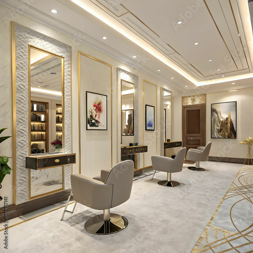 A luxury high-end salon offers premium beauty services, personalized treatments, upscale ambiance.