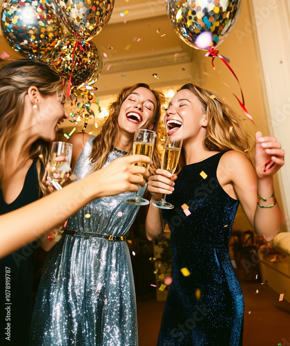 A joyful group of friends c...