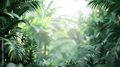 Green leaves nature frame layout of tropical plants bush foliage floral arrangement on white background with clipping path.