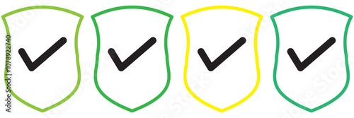 Shield check mark icon. Shield with a checkmark in the middle Protection icon. Security shield protected icon. Vector illustration.