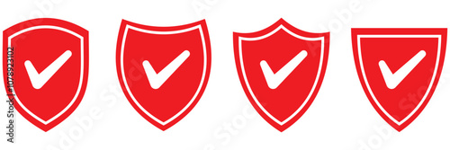 Shield check mark icon. Shield with a checkmark in the middle Protection icon. Security shield protected icon. Vector illustration.