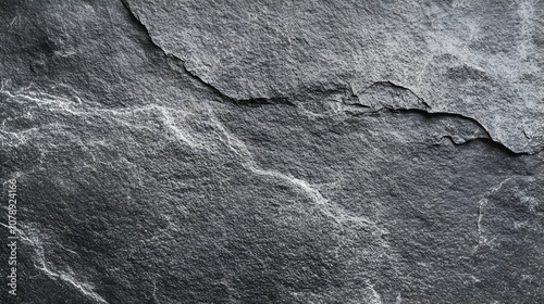 Close-Up Texture of a Gray Stone Surface with a Crack, Showing the Detailed Patterns and Grains of the Natural Material.