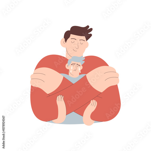 Support your inner child concept. Mental health problems. Modern flat vector illustration