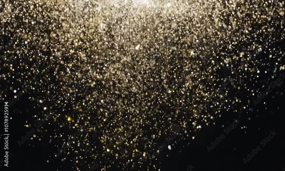 Sparkling gold glitter on black background 