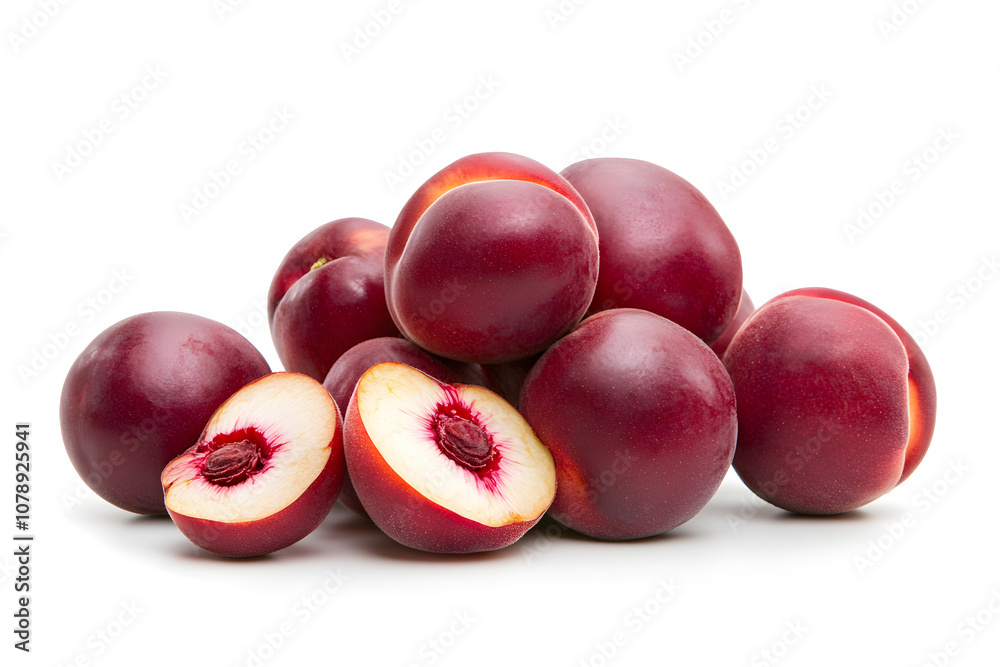 Fototapeta premium Fresh Peach fruits isolated on white background