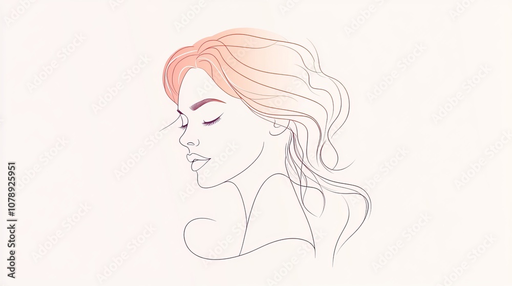 A Captivating Line Art Portrait of a Woman in Profile View. A Stunning Artistic Representation of Feminine Beauty A Captivating Line Art Portrait of a Woman in Profile View. A Stunning Artistic Representation of Feminine Beauty