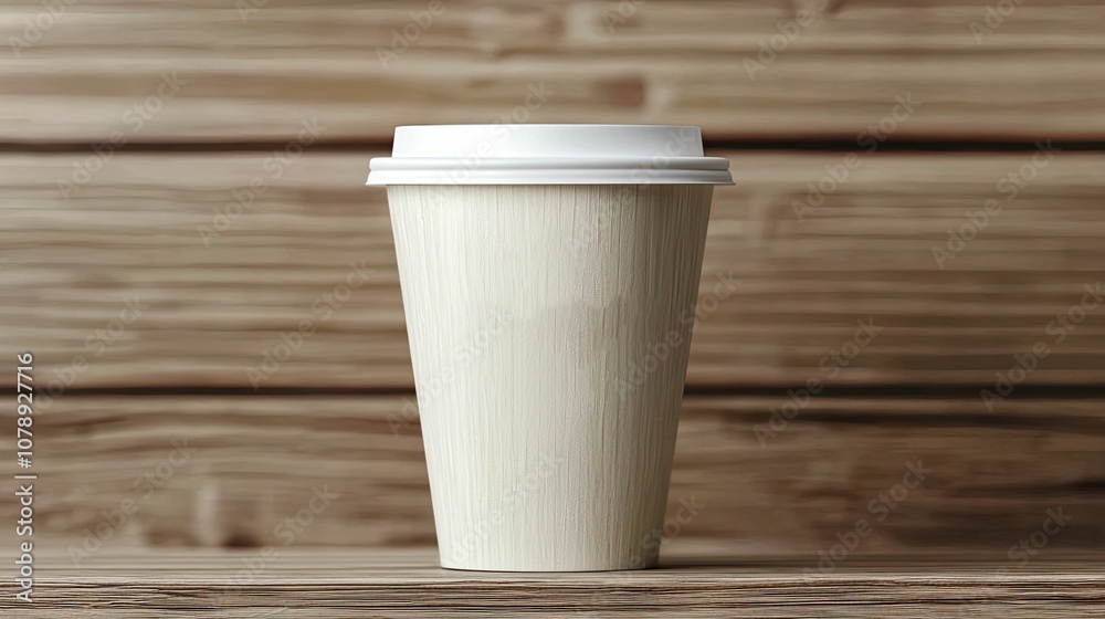 Mockup product concept, A simple paper coffee cup on a rustic wooden surface, emphasizing minimalistic and eco-friendly design. Mockup product concept, A simple paper coffee cup on a rustic wooden surface, emphasizing minimalistic and eco-friendly design.