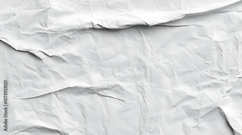 A Close-Up View of a Crumpled White Paper Texture, Creating a Distinctive Abstract Background for Design Projects