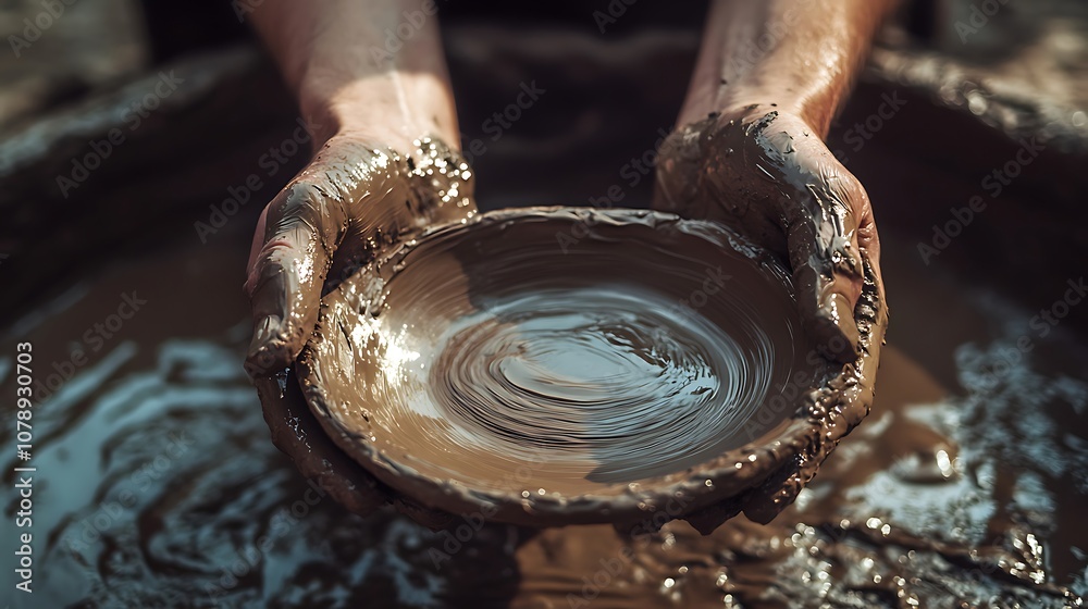 Hands Sculpting Pottery with Wet Clay in Traditional Art Form Hands Sculpting Pottery with Wet Clay in Traditional Art Form