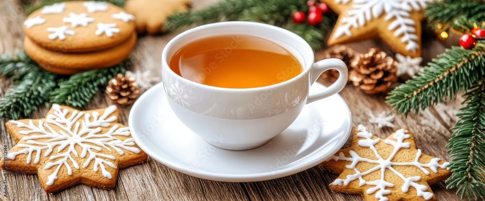 Warm Tea and Gingerbread Cookies for a Cozy Winter Holiday Warm Tea and Gingerbread Cookies for a Cozy Winter Holiday
