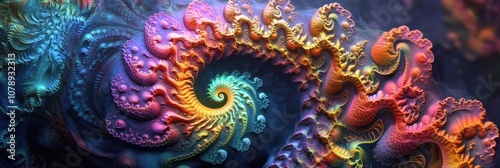 Wallpaper Mural Brightly colored, abstract fractals twisting and spiraling, with bold neon colors and smooth gradients Torontodigital.ca