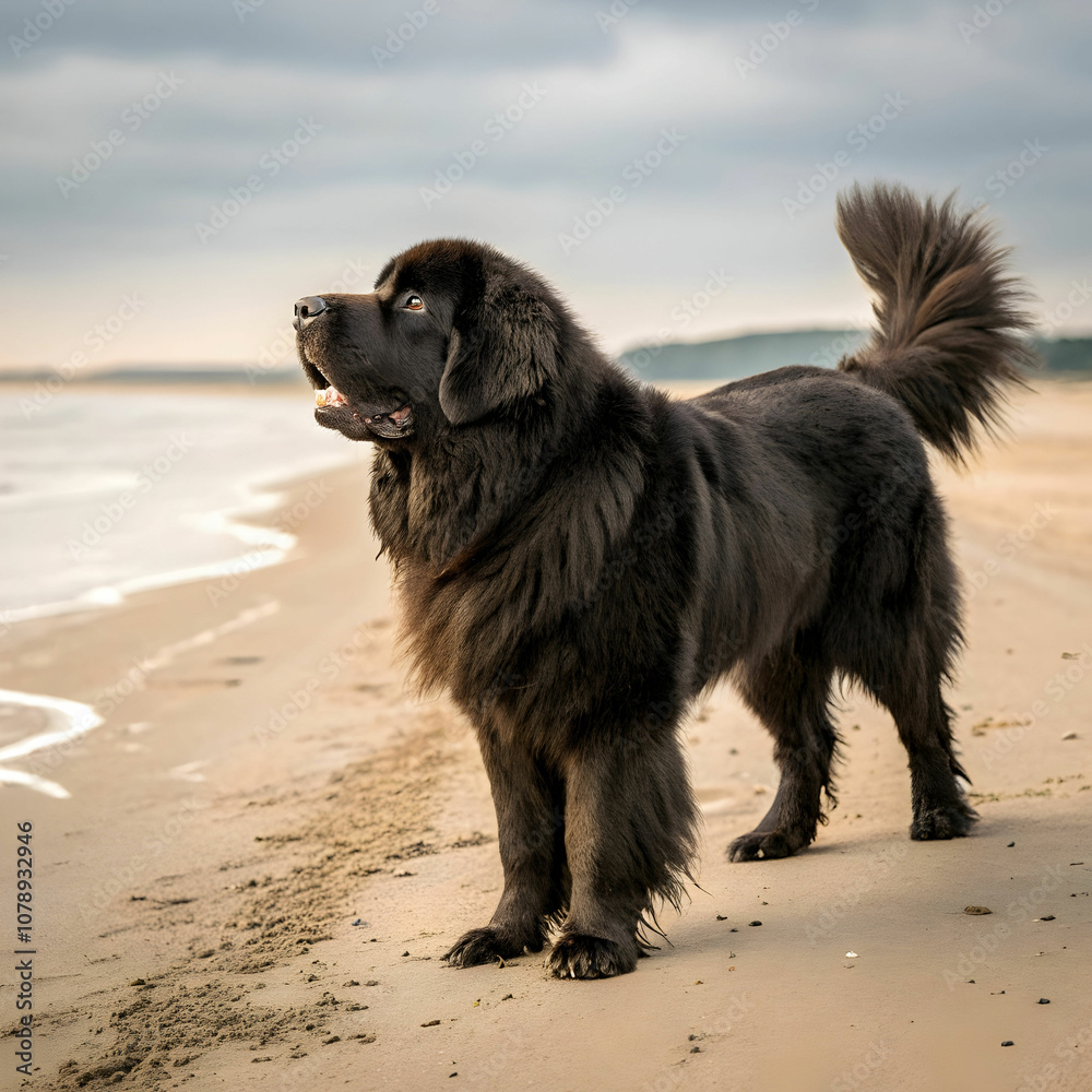 Naklejka premium The Newfoundland is a giant, gentle dog known for its strength, loyalty.