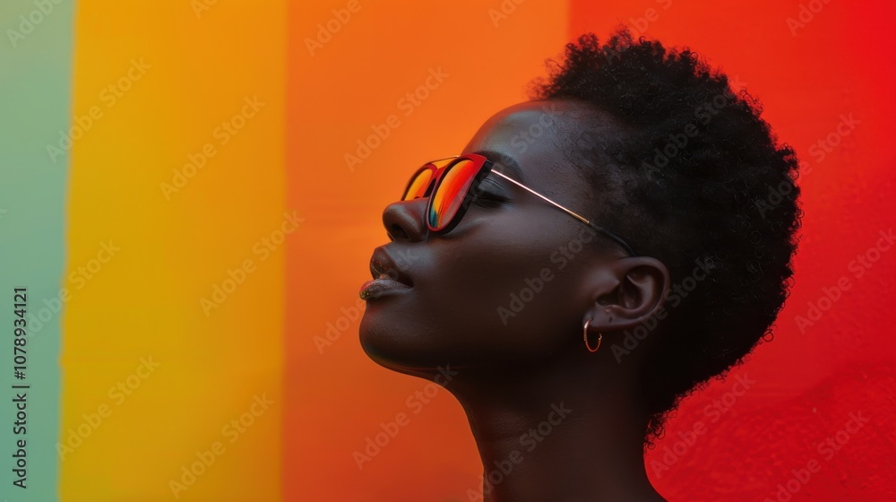 Against a dynamic backdrop, an introspective LGBTQ individual's reflective gaze captures their journey towards self-acceptance Against a dynamic backdrop, an introspective LGBTQ individual's reflective gaze captures their journey towards self-acceptance