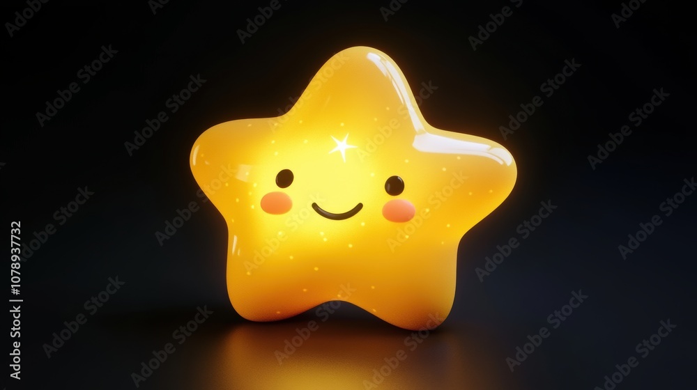 Cute cartoon star character. Decoration element for holiday greeting card poster design Cute cartoon star character. Decoration element for holiday greeting card poster design
