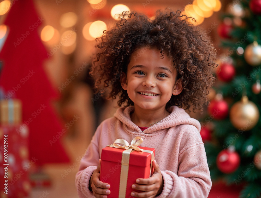 Criança menina negra feliz de papai noel natal Criança menina negra feliz de papai noel natal