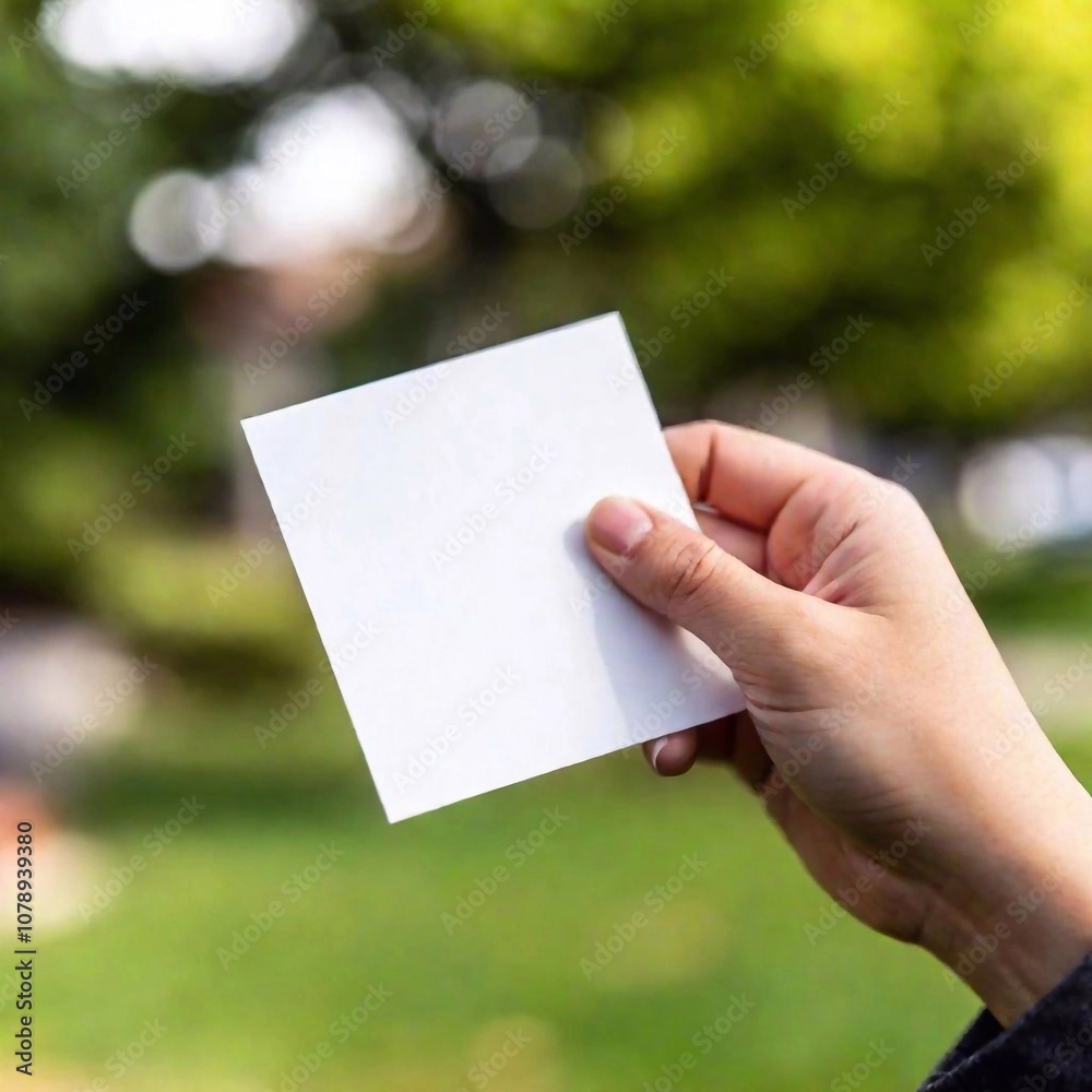 hand holding a blank card