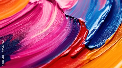 Colorful paint strokes on canvas creating a vibrant and artistic abstract background.