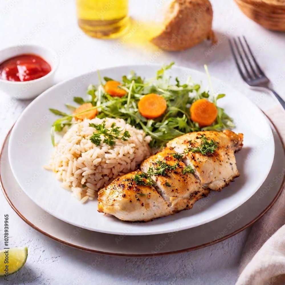 grilled chicken fillet with rice grilled chicken fillet with rice