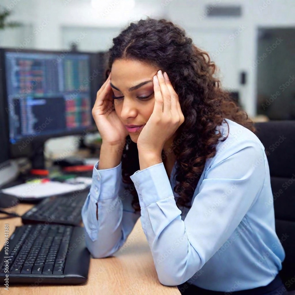 tired young businesswoman working at the office tired young businesswoman working at the office