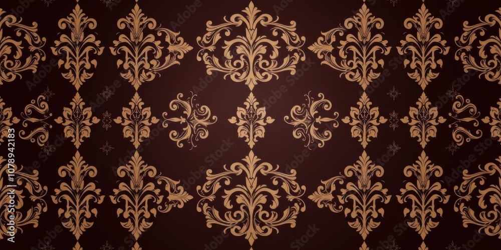 Elegant seamless damask wallpaper design in gold and cream hues, sophisticated, stylish, vintage Elegant seamless damask wallpaper design in gold and cream hues, sophisticated, stylish, vintage
