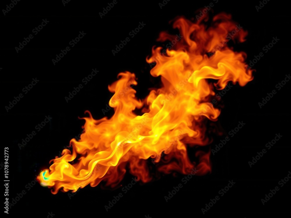 Fiery flames of fire dancing on a dark black background, blaze, hot, inferno Fiery flames of fire dancing on a dark black background, blaze, hot, inferno