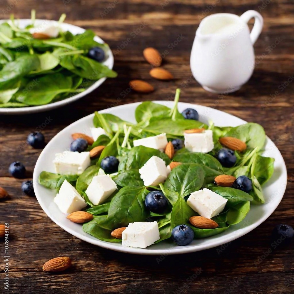 fresh spinach salad with feta cheese and almonds fresh spinach salad with feta cheese and almonds