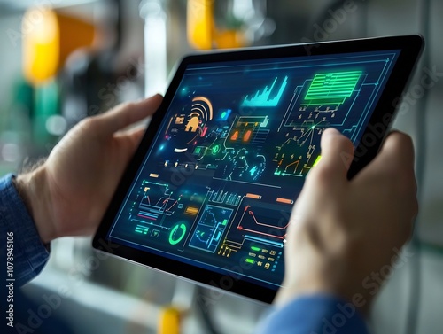 Digital Tablet Displaying Smart Grid Monitoring App for Personal Energy Management