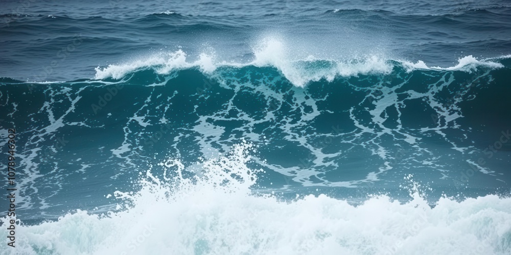 Powerful ocean wave crashing against rocky shore, spraying sea foam and creating dramatic display of force and beauty, wave, powerful, ocean