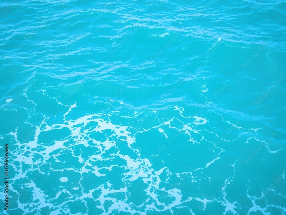 Pure blue turquoise water with foam and waves creating a beautiful ocean scene, turquoise, waves, sea Pure blue turquoise water with foam and waves creating a beautiful ocean scene, turquoise, waves, sea