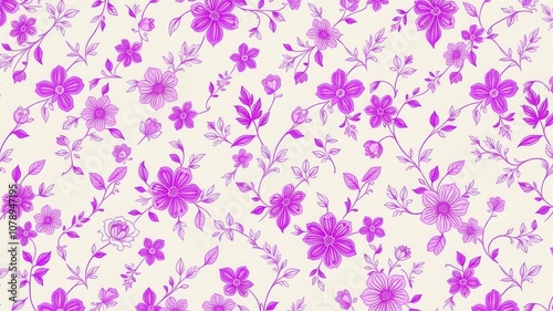 Seamless purple floral wallpaper with elegant blooms and delicate leaves, purple, wallpaper, delicate