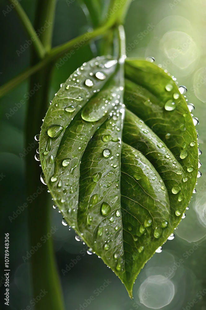 Obraz premium one bright green leaf