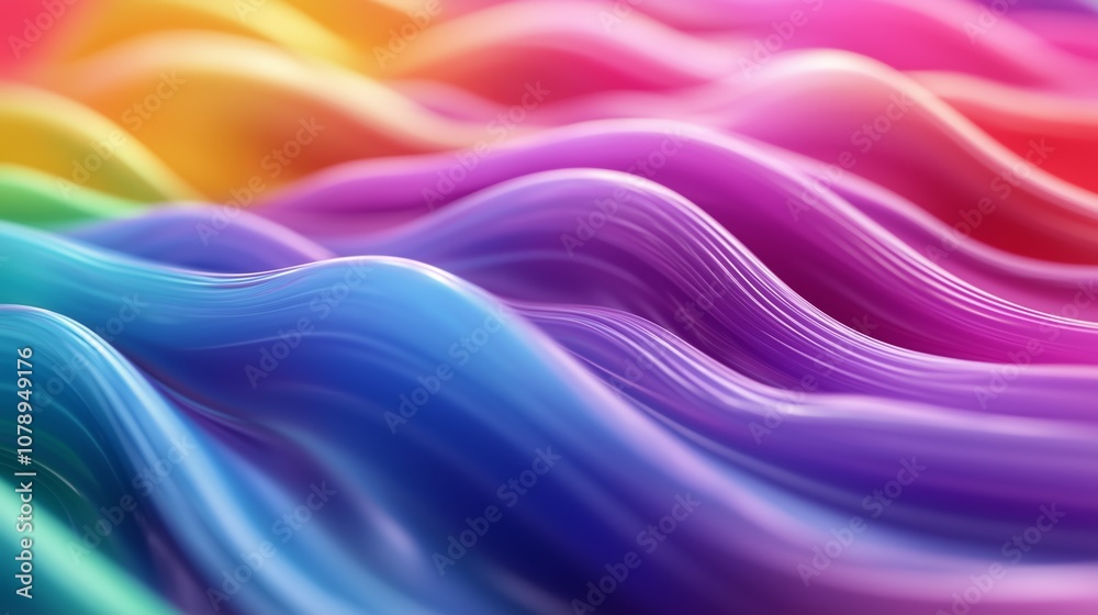 Fluid Rainbow Waves Embrace Diversity - Celebrating Pride Month - Generative AI