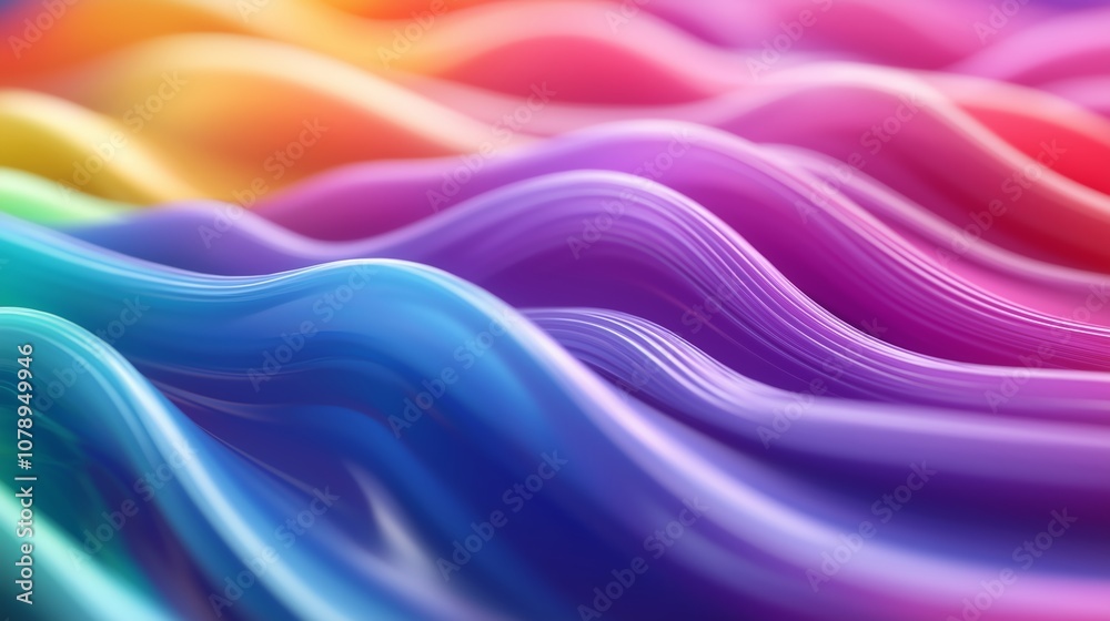 Fluid Rainbow Waves Embrace Diversity - Celebrating Pride Month - Generative AI