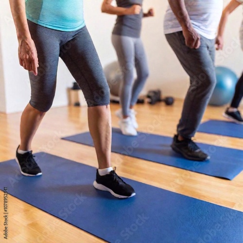 young beautiful group of sportswomen doing sport and exercise at gym. photo