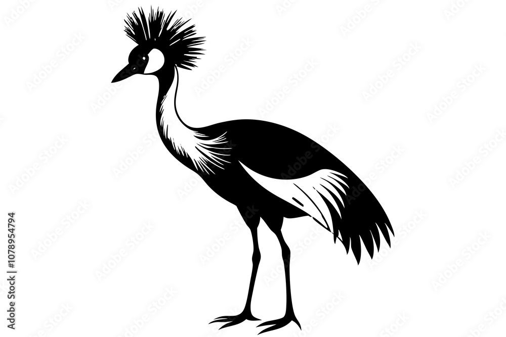 Fototapeta premium Grey crowned crane balearica regulorum gibbericeps vector illustration