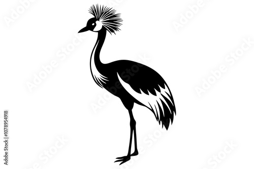 Grey crowned crane balearica regulorum gibbericeps vector illustration