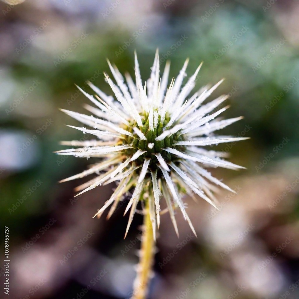 Macro of ice crystals forming on a flower bud in the cold winter air. Macro of ice crystals forming on a flower bud in the cold winter air.