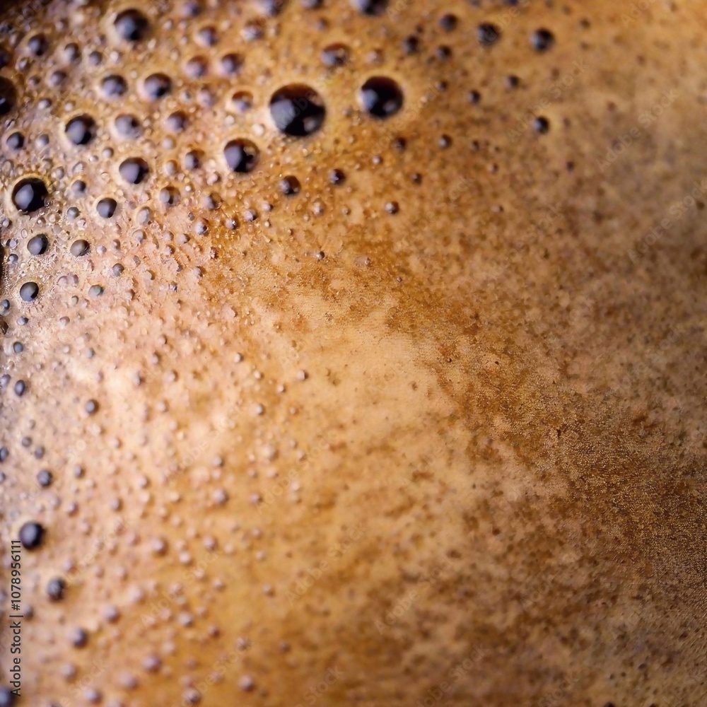 Close-up of coffee foam, showing the bubbles and texture. Close-up of coffee foam, showing the bubbles and texture.